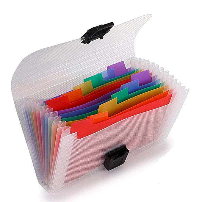 Clear Plastic Accordion Index Card Holder File Folder