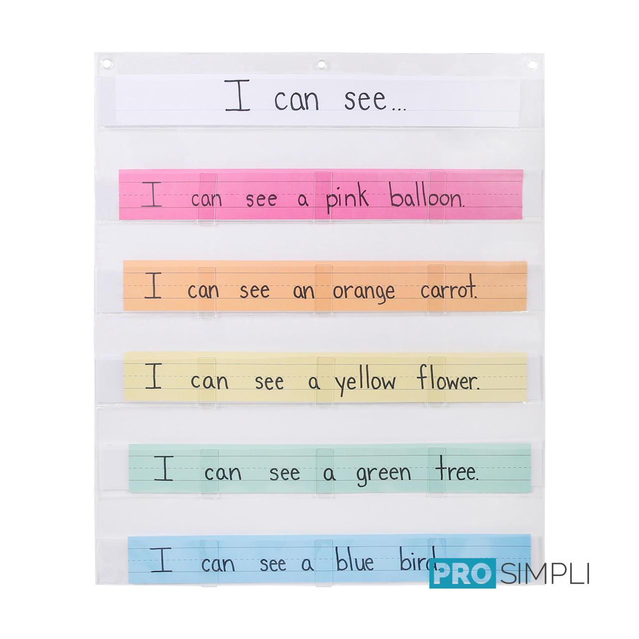 ProSimpli Clear Classroom Pocket Chart For Sentence Strips ProSimpli Classroom Pocket Chart is Perfect for 3" Sentence Strips